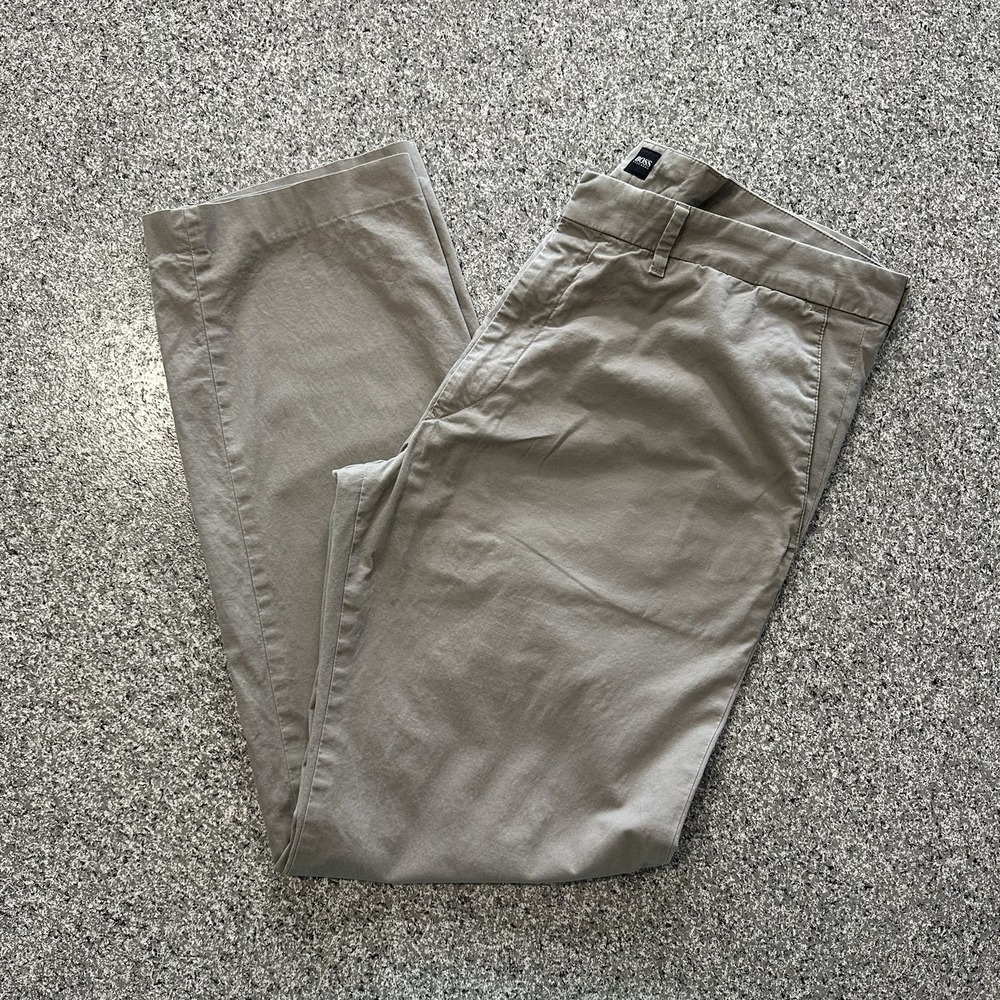 Hugo Boss Pants Mens 38x34 Chino Khaki Tan Flat Front Straight Leg